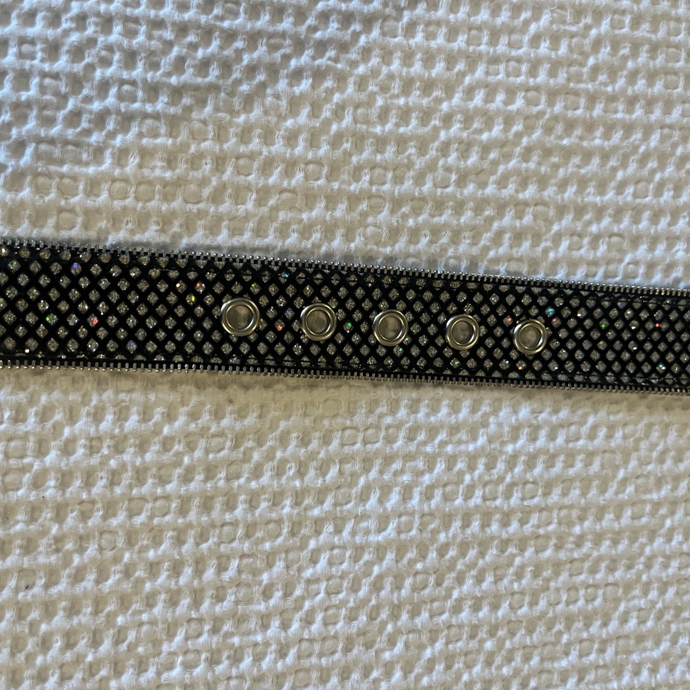 Black and Silver Shiny Glitter Sparkly Disco Party Rhinestone Belt - Picture 3 of 6